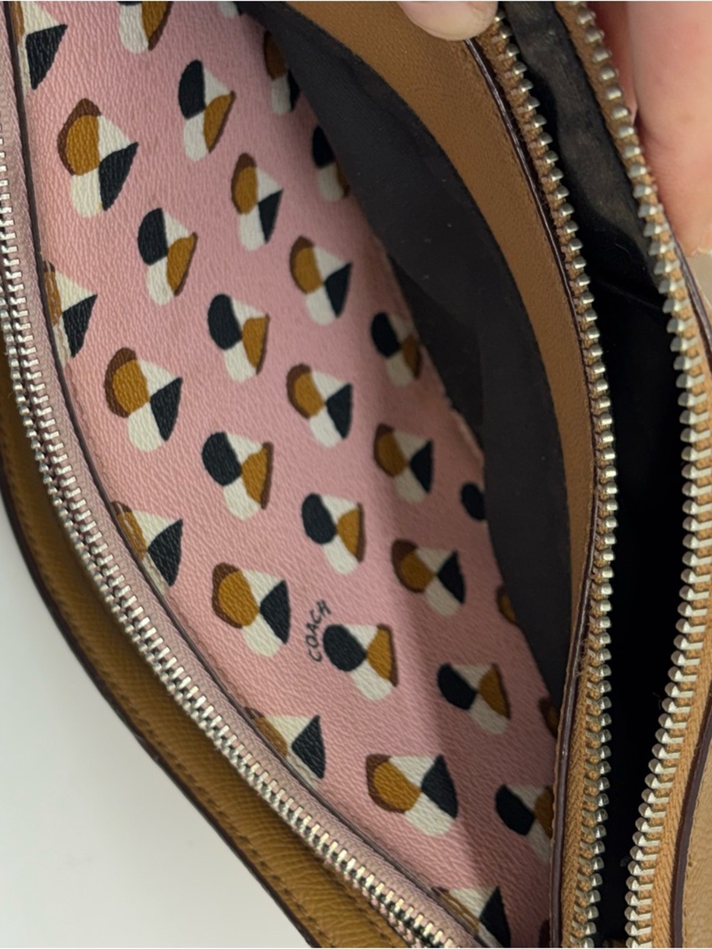 Coach Madison Tan Brown Leather East West Butterfly Dot Crossbody Bag Preppy - Picture 10 of 12